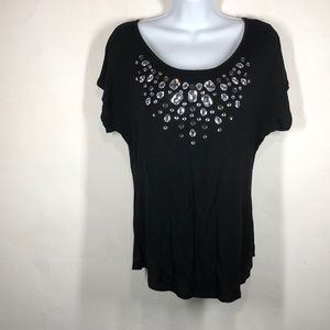 Glitterscape black bejeweled top size medium